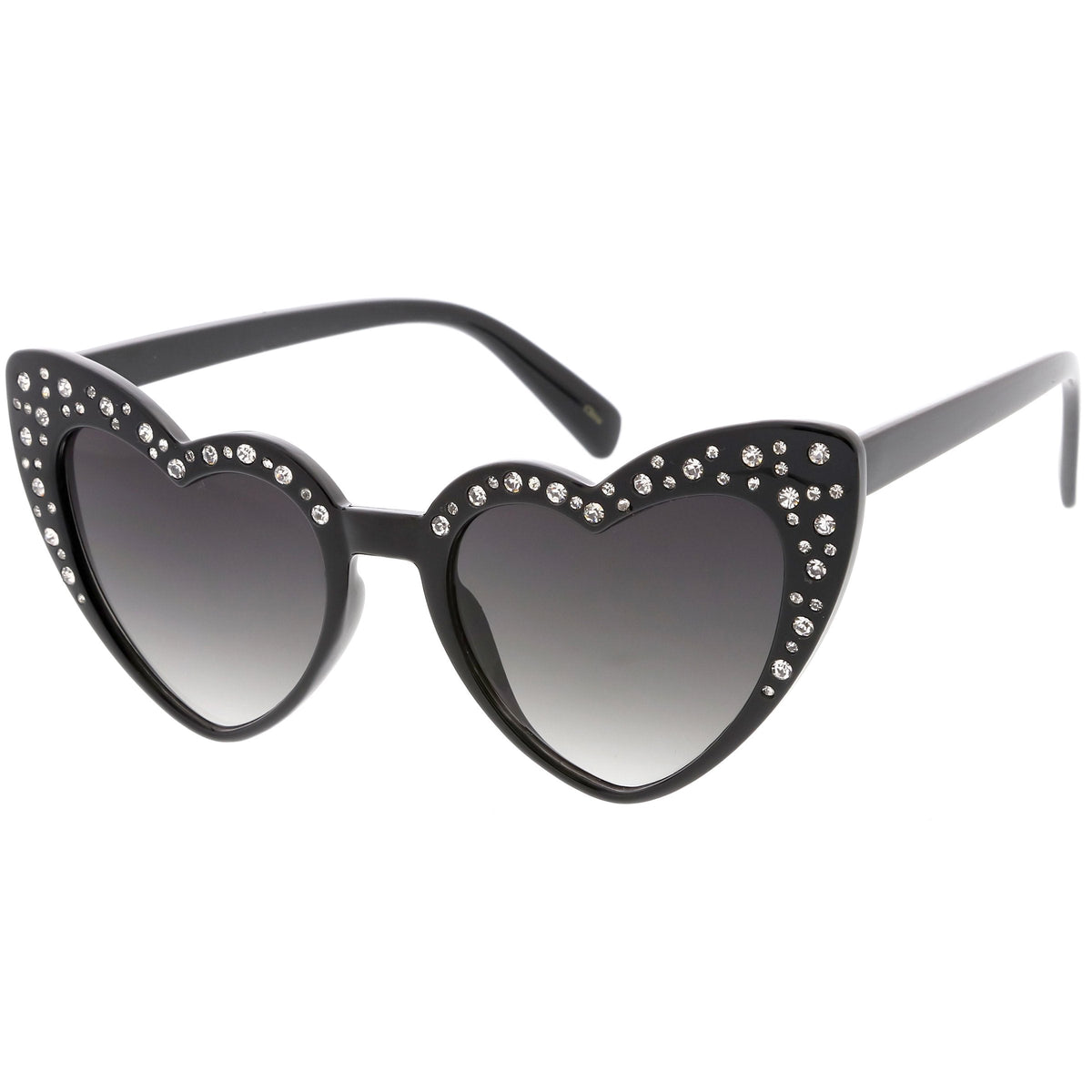 Women's Oversize Rhinestone Heart Shape Sunglasses C711