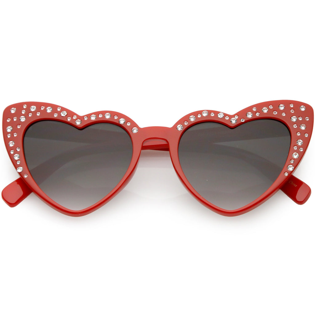 Women's Oversize Rhinestone Heart Shape Sunglasses C711