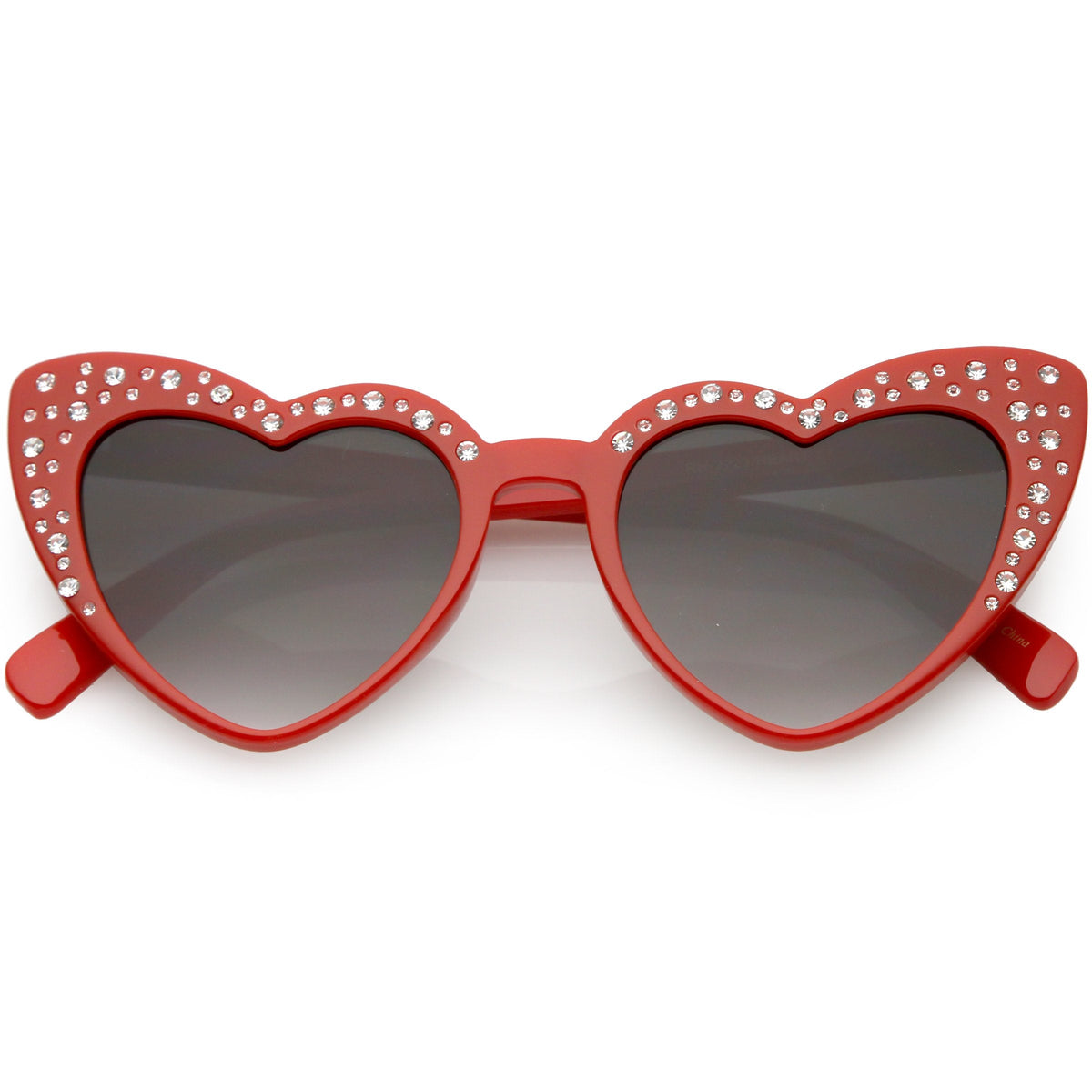 Women's Oversize Rhinestone Heart Shape Sunglasses C711