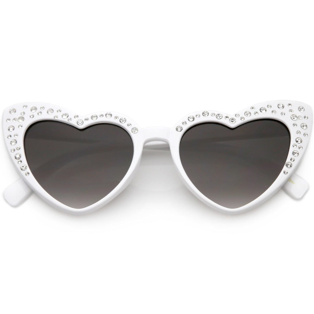 Women's Oversize Rhinestone Heart Shape Sunglasses C711