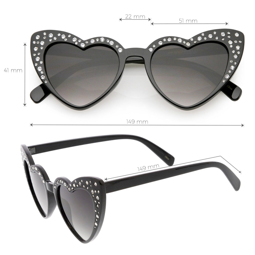 Women's Oversize Rhinestone Heart Shape Sunglasses C711