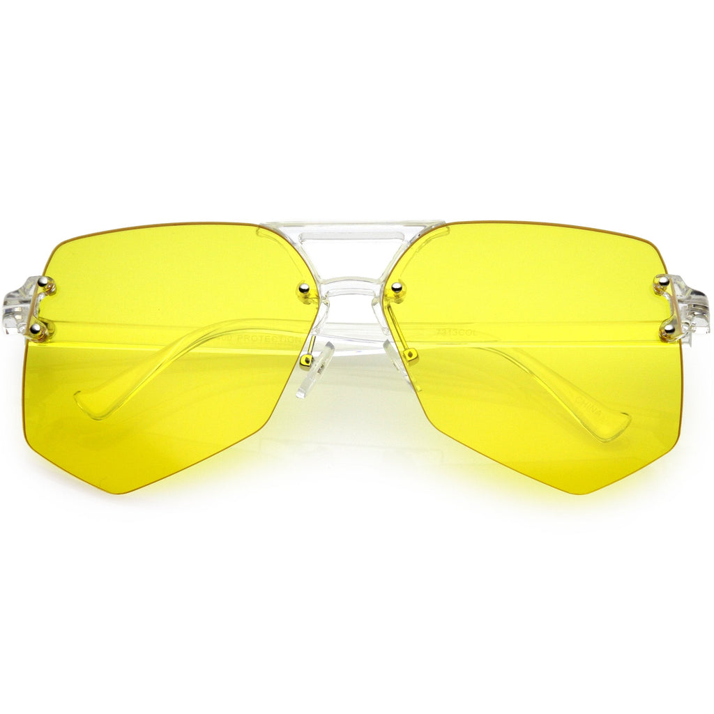 Retro Oversize Color Tone Flat Lane Aviator Sunglasses C710