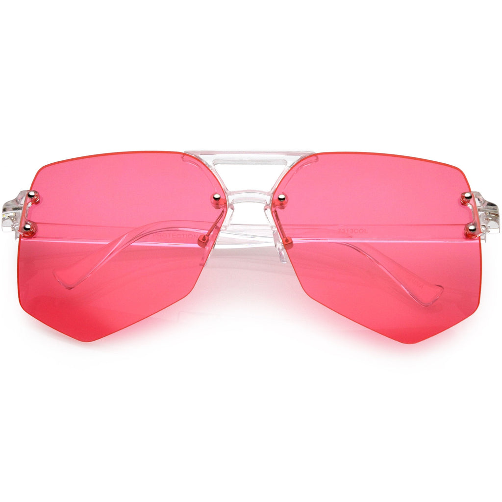 Retro Oversize Color Tone Flat Lane Aviator Sunglasses C710