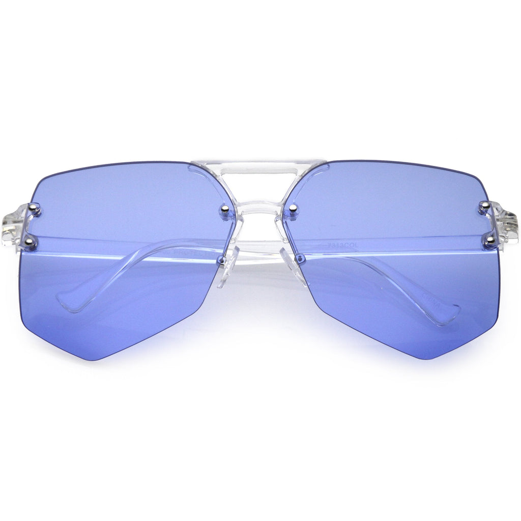 Retro Oversize Color Tone Flat Lane Aviator Sunglasses C710