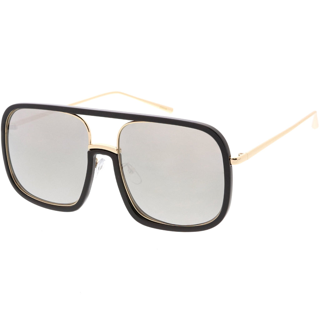 Oversize Luxury Women's Square Mirrored Lens Sunglasses C696