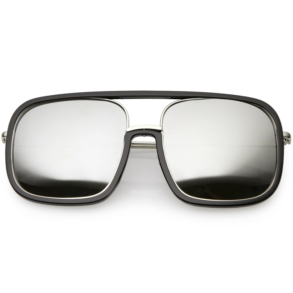 Oversize Luxury Women's Square Mirrored Lens Sunglasses C696