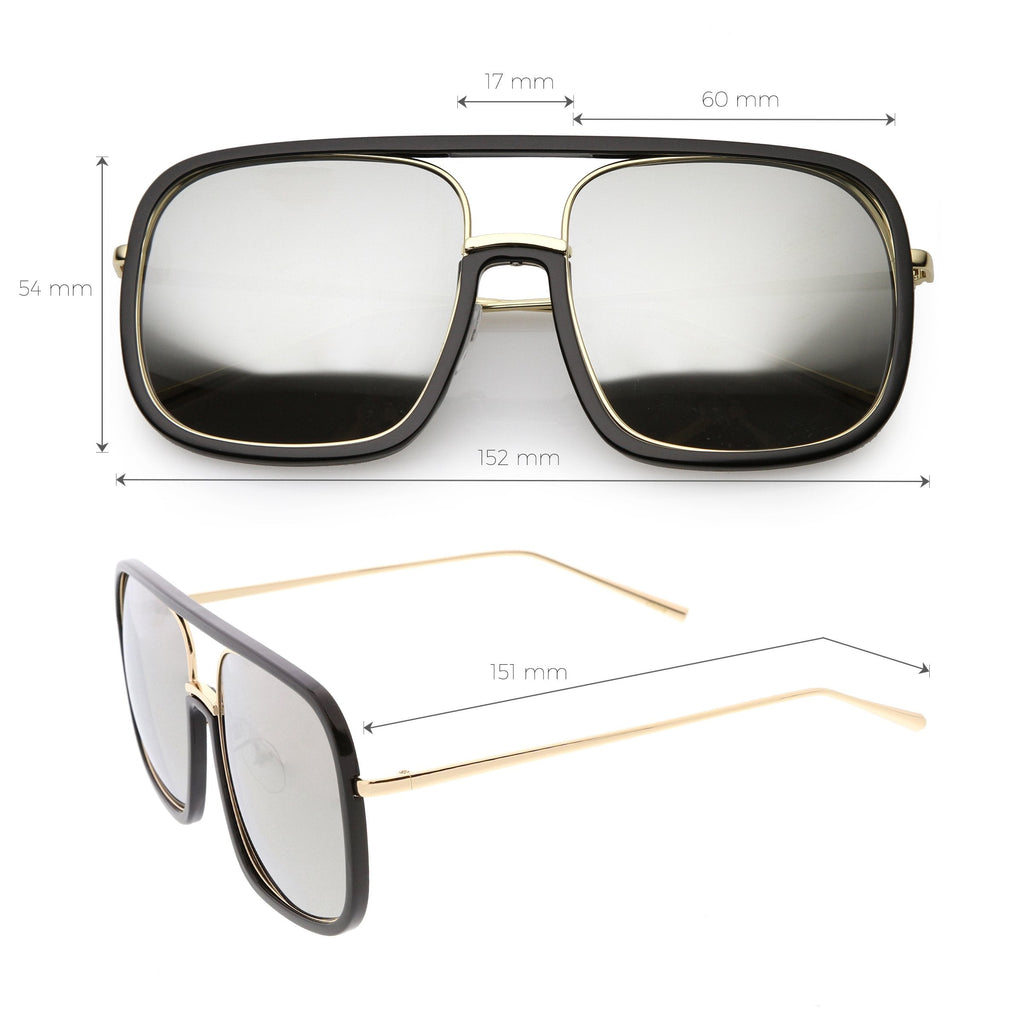 Oversize Luxury Women's Square Mirrored Lens Sunglasses C696