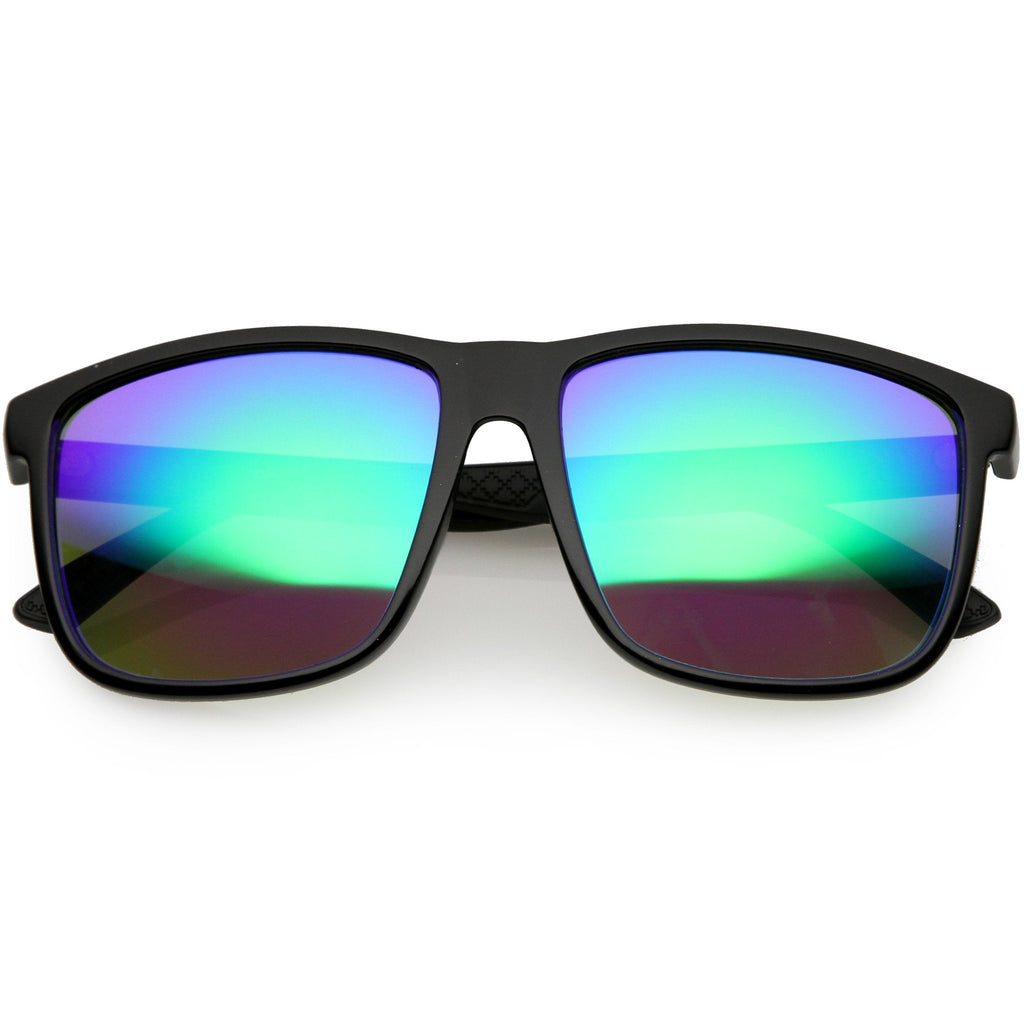 Men's Oversize Horned Rim Mirrored Lens Aviator Sunglasses C689