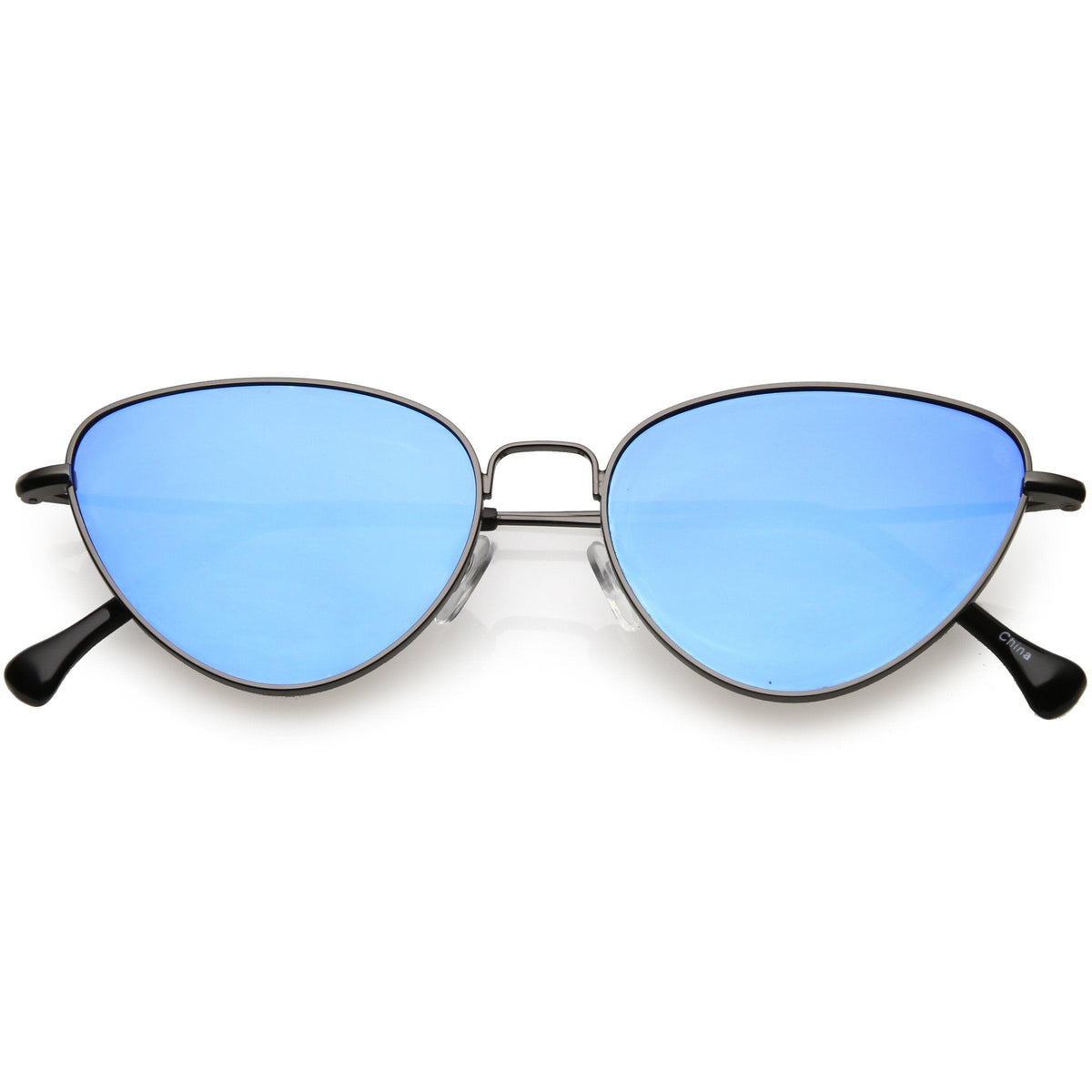 Women's Retro Thin Frame Metal Mirrored Flat Lens Sunglasses C601