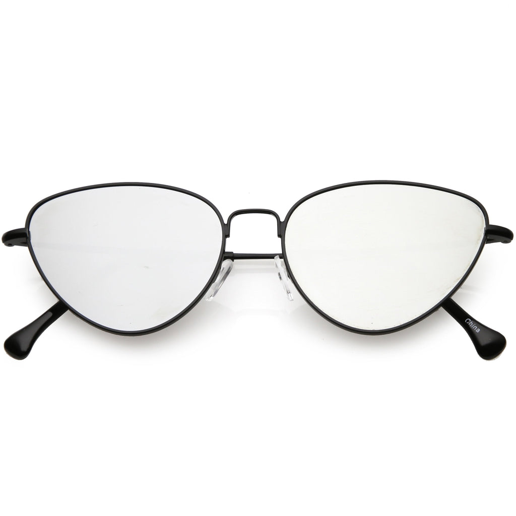 Women's Retro Thin Frame Metal Mirrored Flat Lens Sunglasses C601