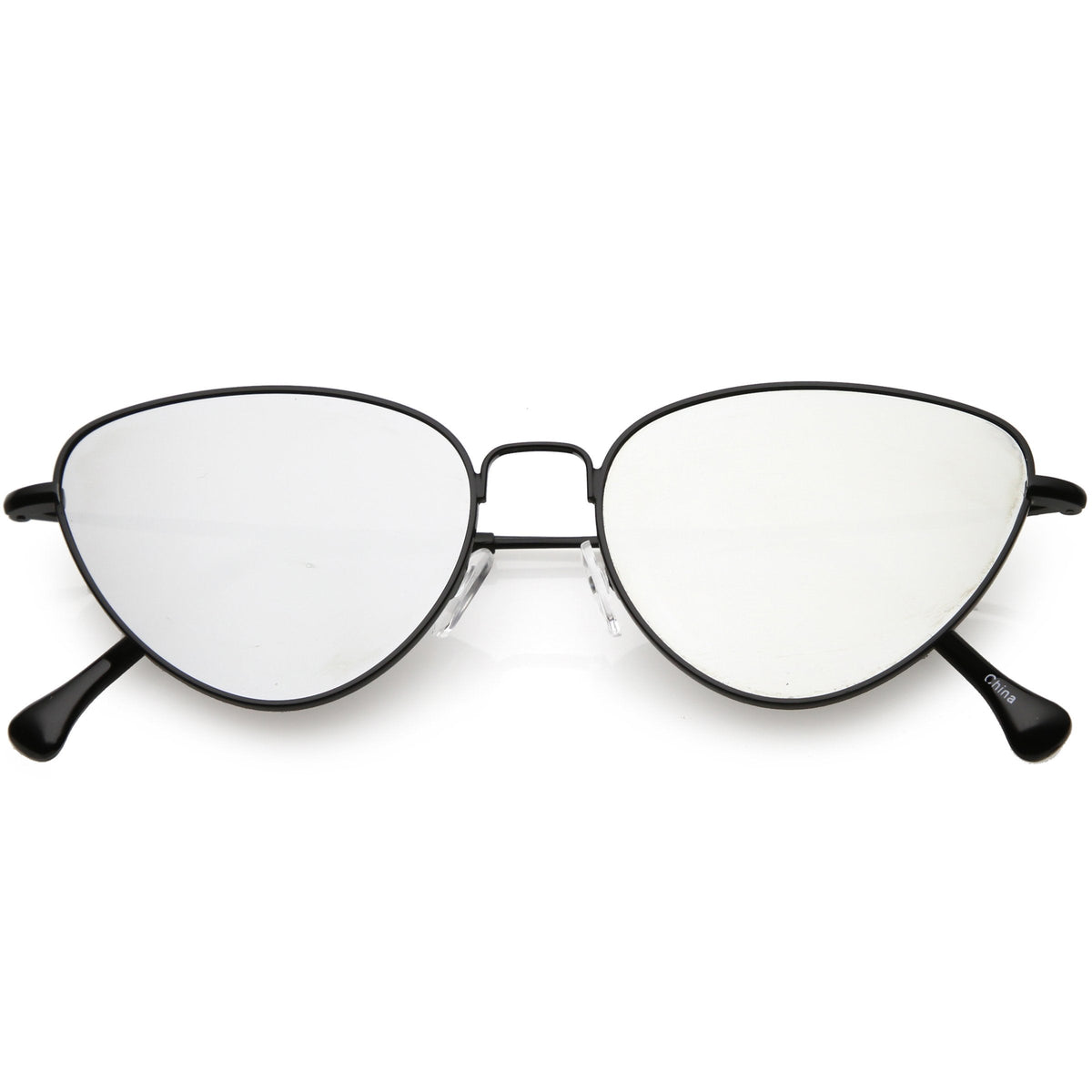 Women's Retro Thin Frame Metal Mirrored Flat Lens Sunglasses C601