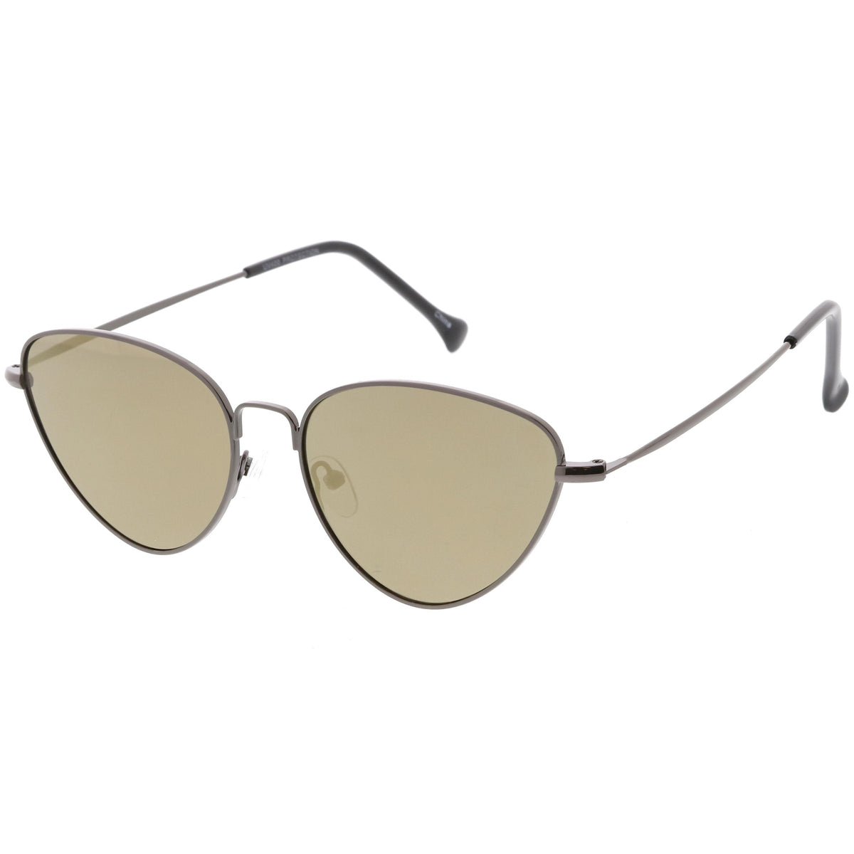 Women's Retro Thin Frame Metal Mirrored Flat Lens Sunglasses C601