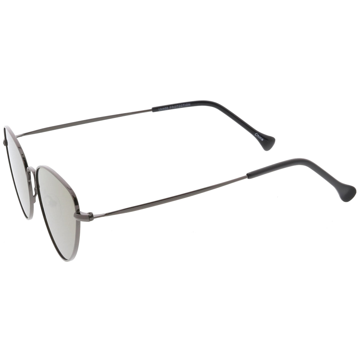 Women's Retro Thin Frame Metal Mirrored Flat Lens Sunglasses C601