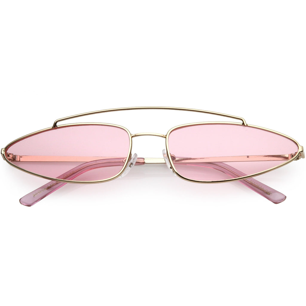 Retro 1990's Slim Triangle  Color Tone Flat Lens Sunglasses C725