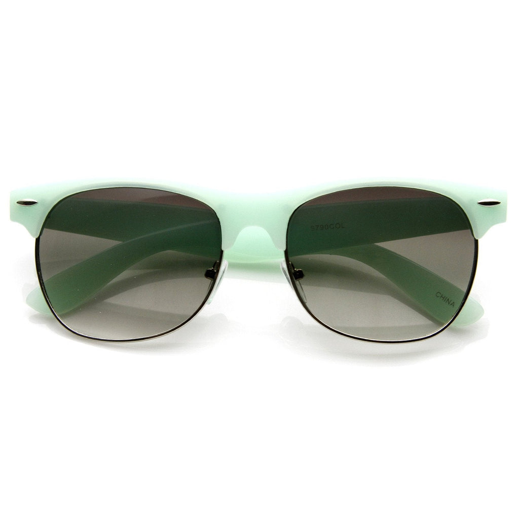 Womens Pastel Colors Half Frame Horned Rim Sunglasses 8958