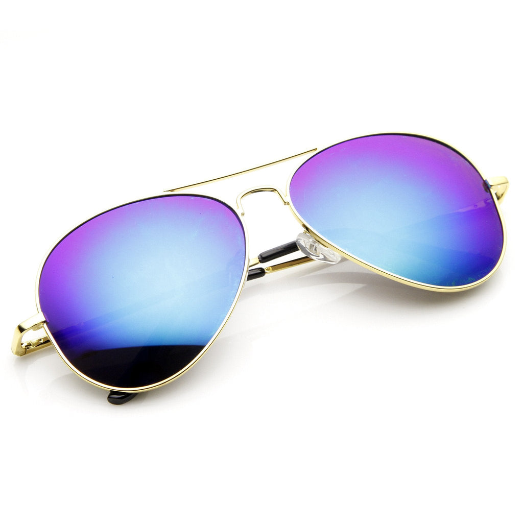 Zerouv Full Gold Frame Flash Color Mirrored Lens Sunglasses 1486