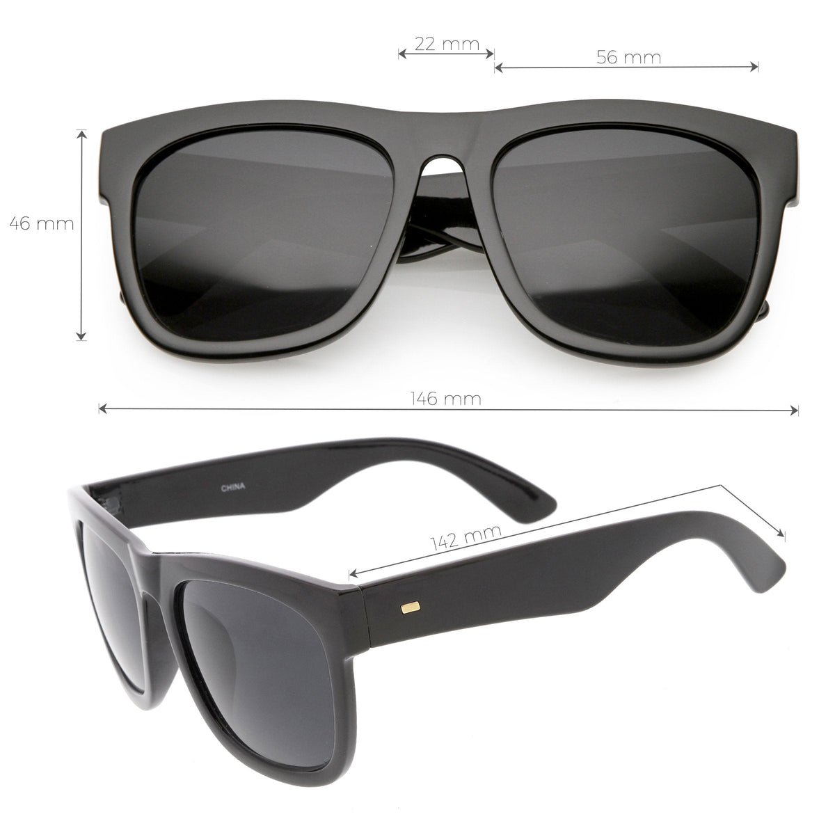 Oversize Modern Horned Rim Square Sunglasses C691