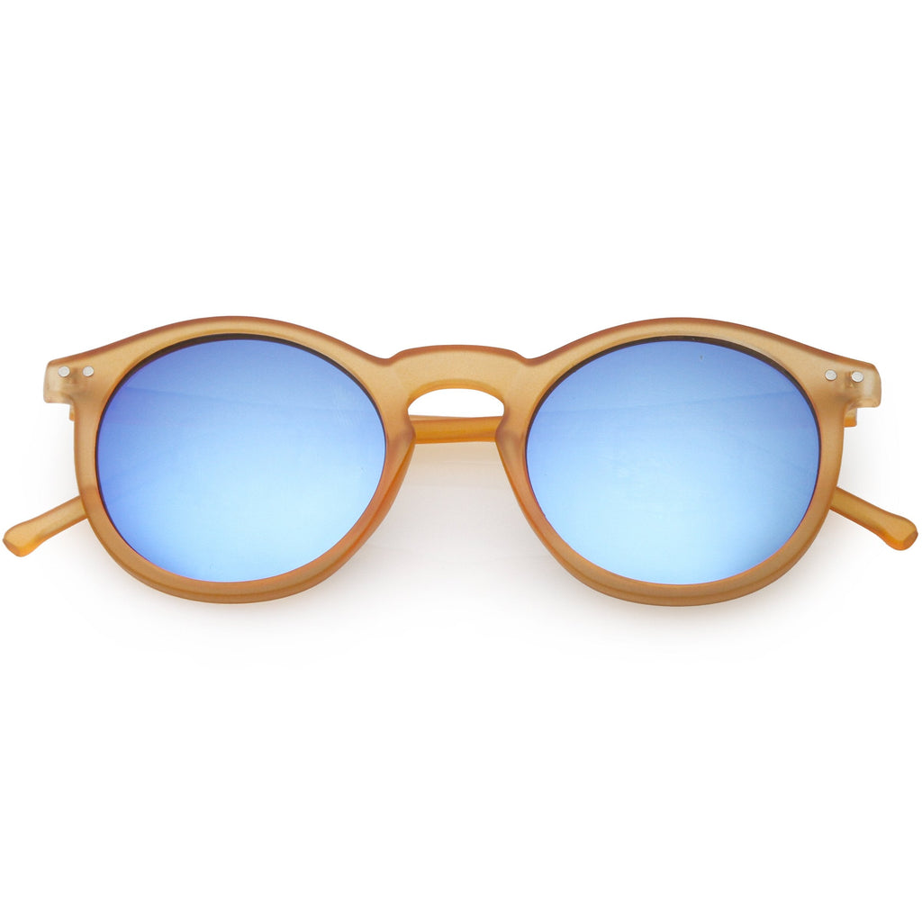 Retro Round Horned Rim Flash Mirrored Lens Sunglasses C703