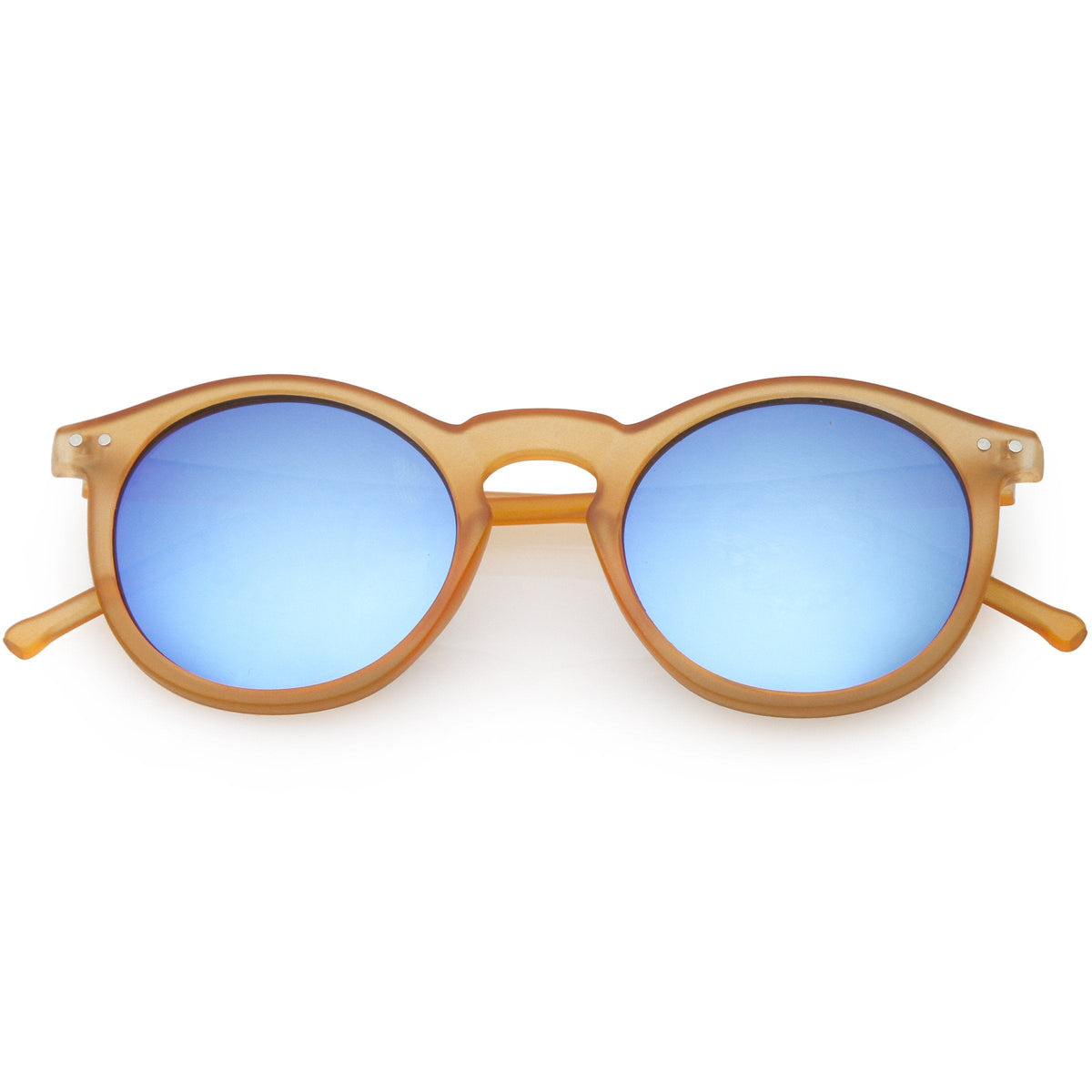 Retro Round Horned Rim Flash Mirrored Lens Sunglasses C703
