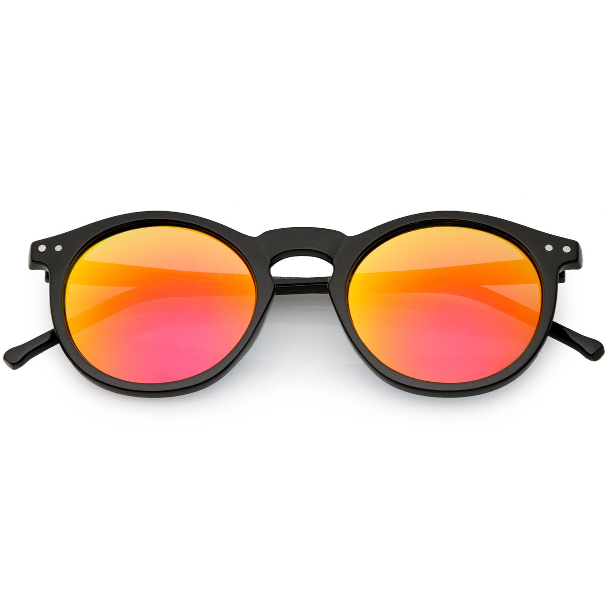 Retro Round Horned Rim Flash Mirrored Lens Sunglasses C703
