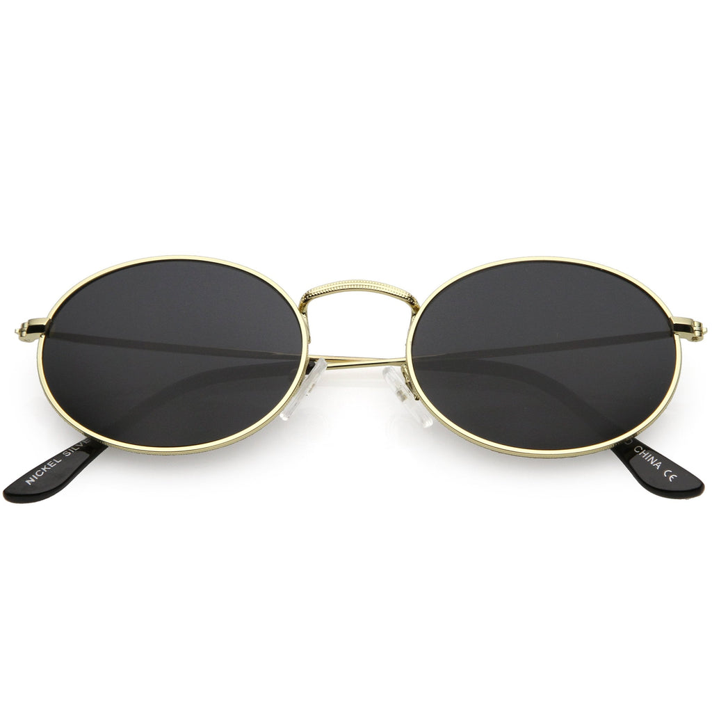 Retro Small 1990's Round Oval Metal Sunglasses C700