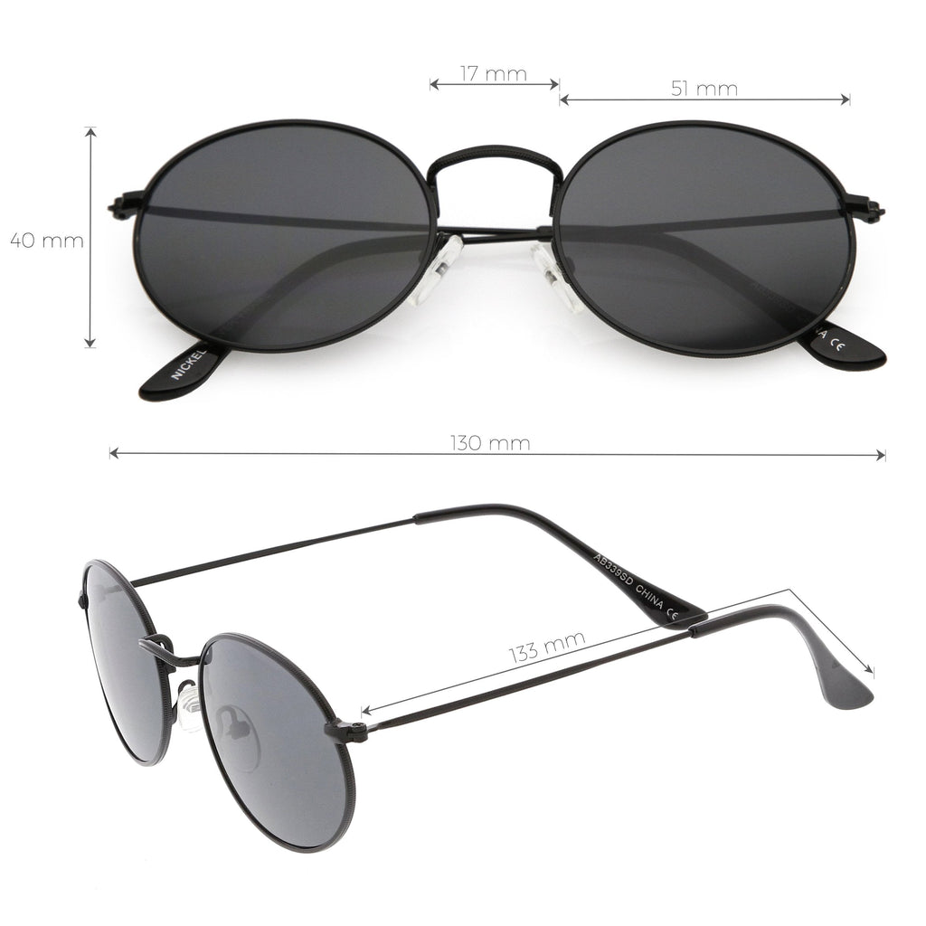 Retro Small 1990's Round Oval Metal Sunglasses C700