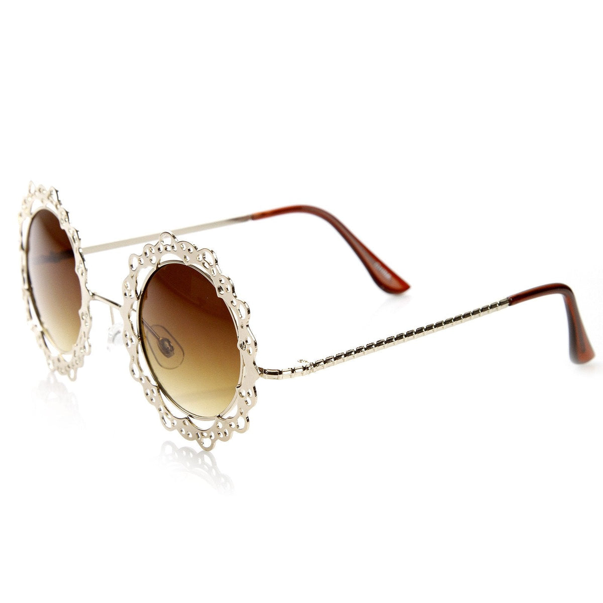 Womens Fashion Metal Lace Cut Round Circle Fashion Sunglasses 8963