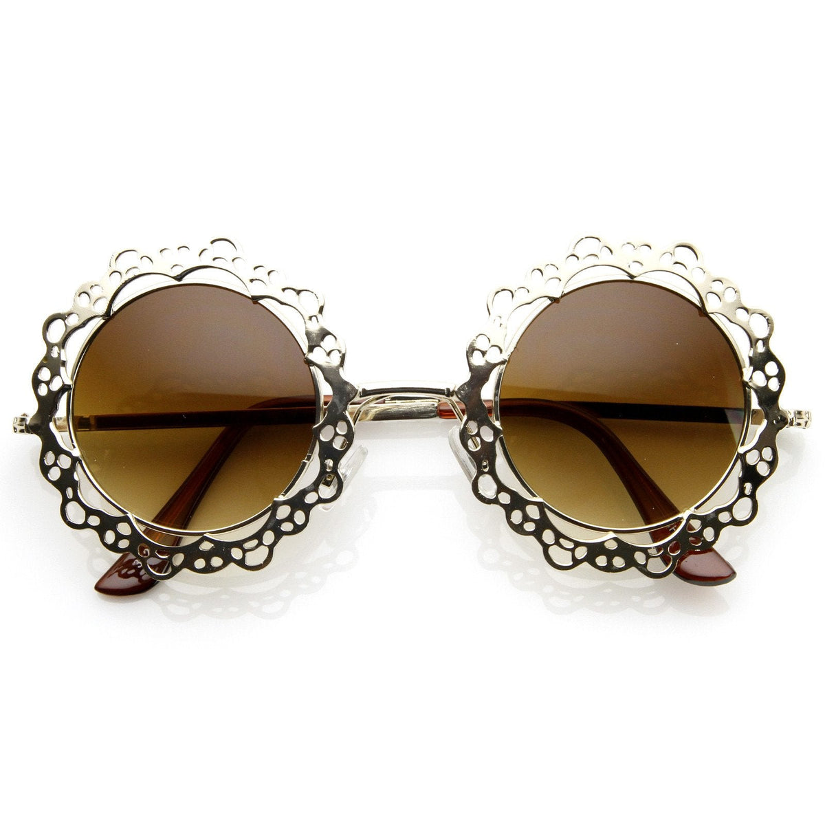 Womens Fashion Metal Lace Cut Round Circle Fashion Sunglasses 8963