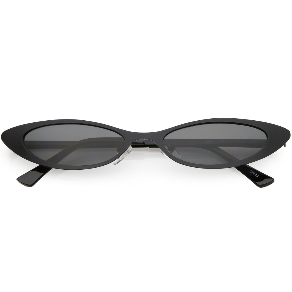 Retro 1990's Small Slim Flat Lens Metal Cat Eye Sunglasses C716