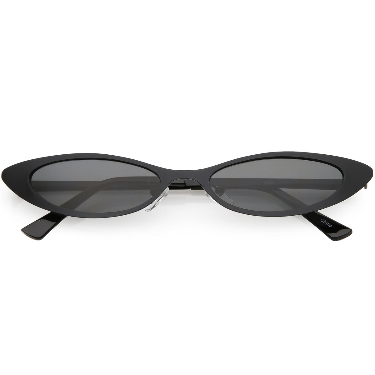 Retro 1990's Small Slim Flat Lens Metal Cat Eye Sunglasses C716