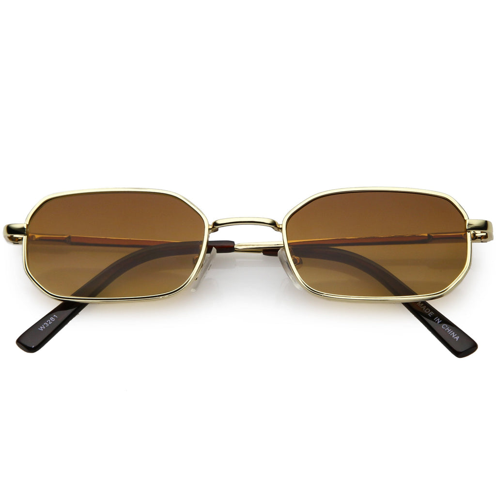 Retro Small 1990's Rectangle Flat Lens Metal Sunglasses C720
