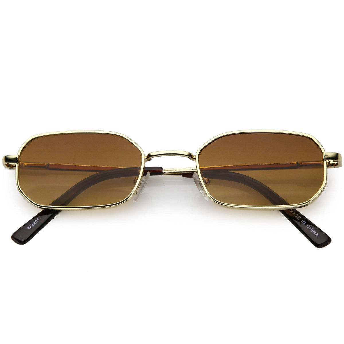 Retro Small 1990's Rectangle Flat Lens Metal Sunglasses C720