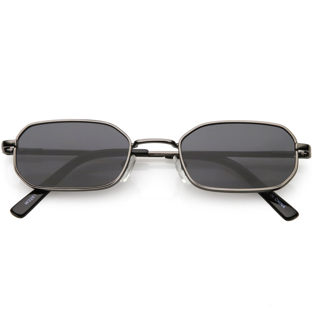 Retro Small 1990's Rectangle Flat Lens Metal Sunglasses C720