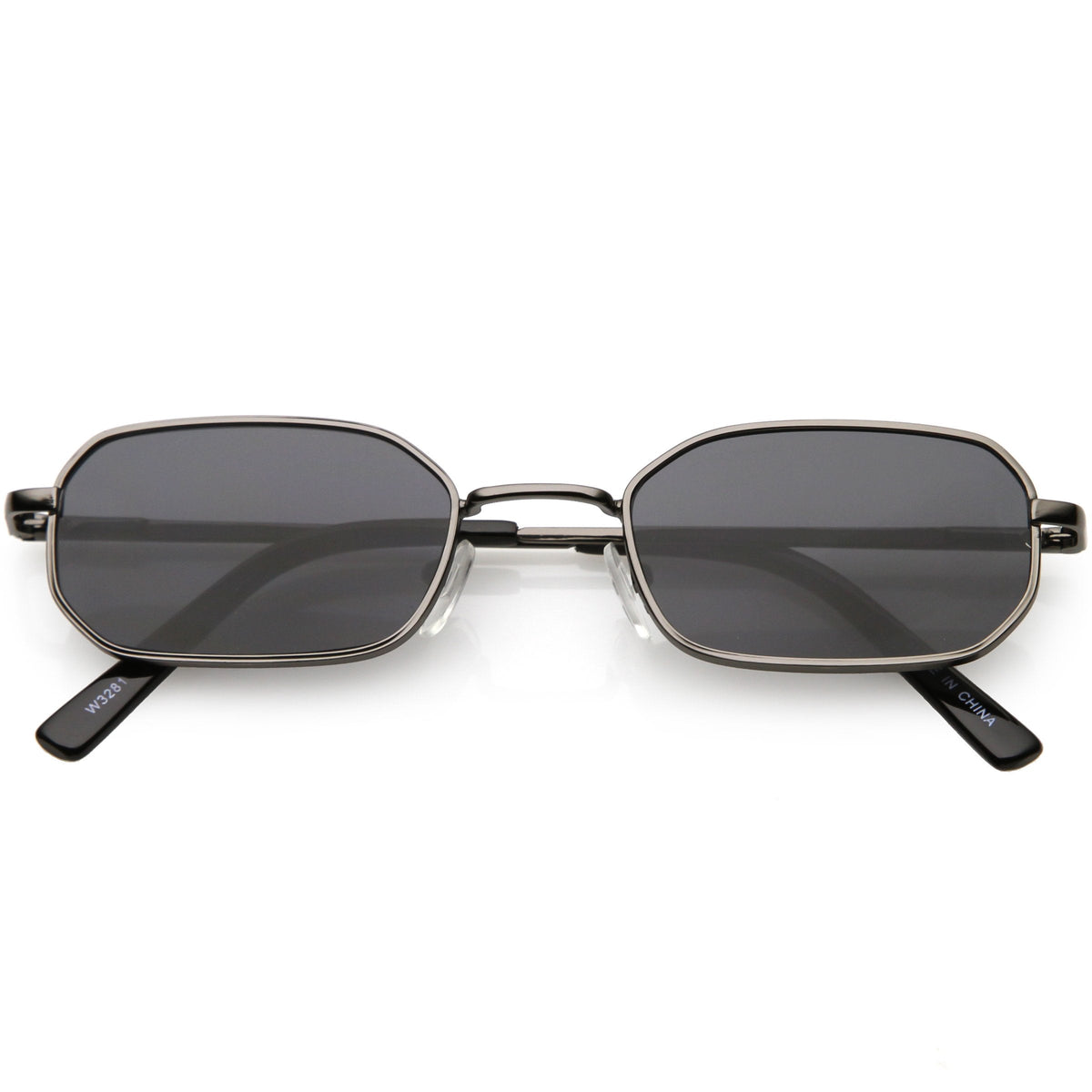 Retro Small 1990's Rectangle Flat Lens Metal Sunglasses C720