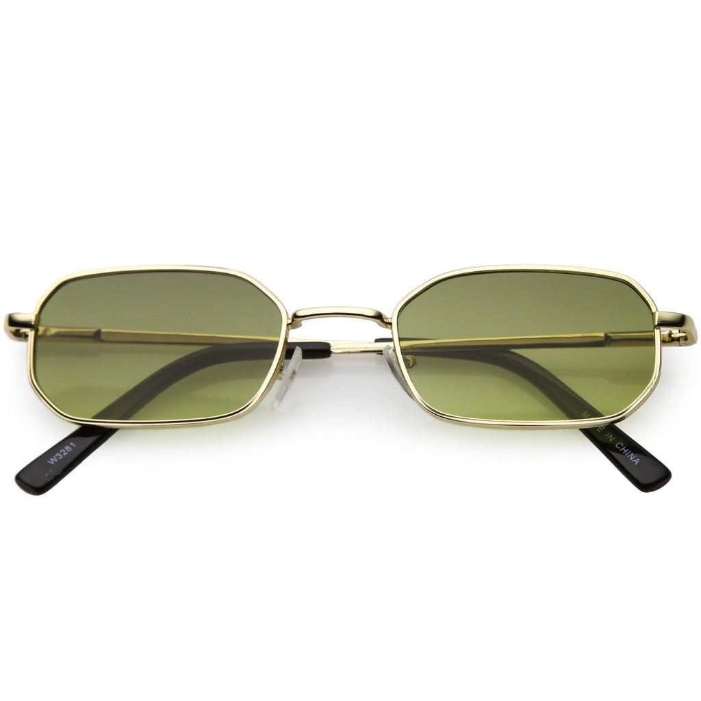 Retro Small 1990's Rectangle Flat Lens Metal Sunglasses C720