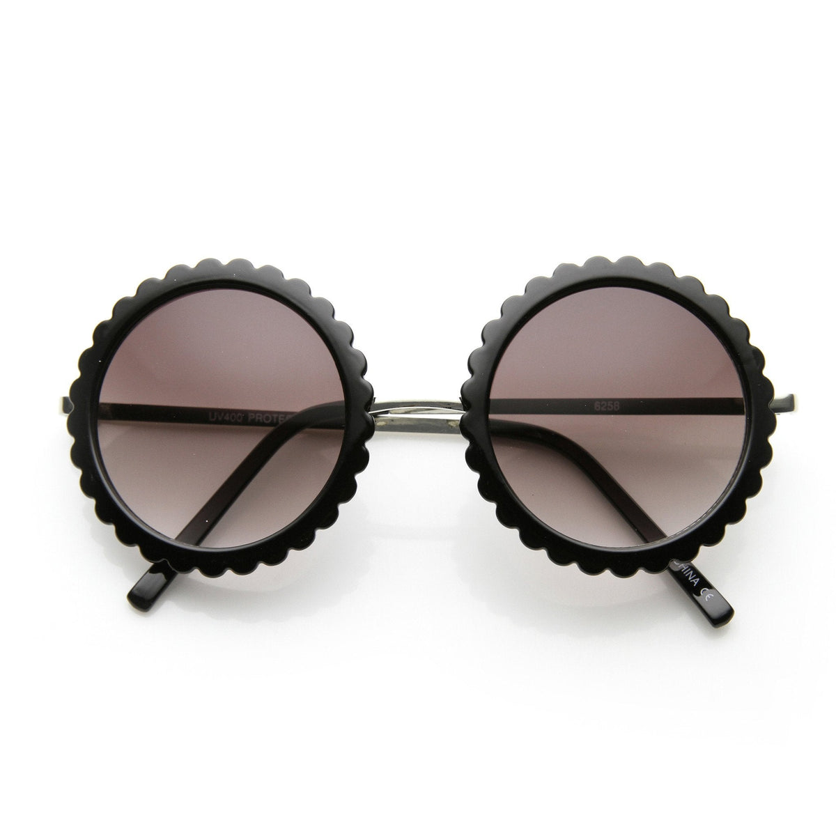Women's Oversize Round Gear Etched Pattern Sunglasses 9626