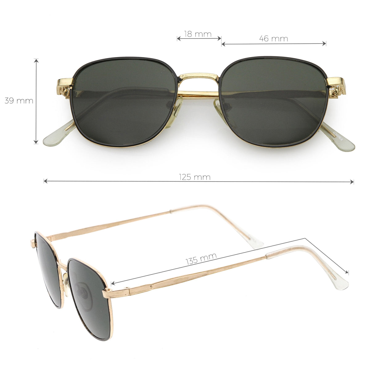 Deadstock True Vintage Square Metal Dapper Sunglasses C717