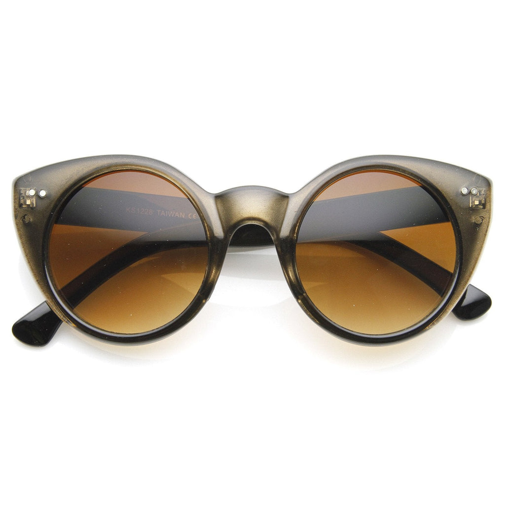 Womens Chic Retro Round Circle Cateye Sunglasses 8978