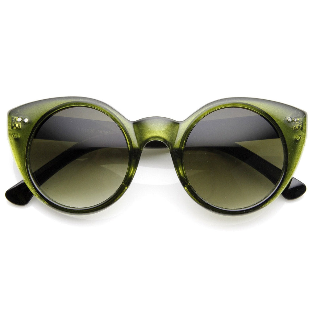 Womens Chic Retro Round Circle Cateye Sunglasses 8978