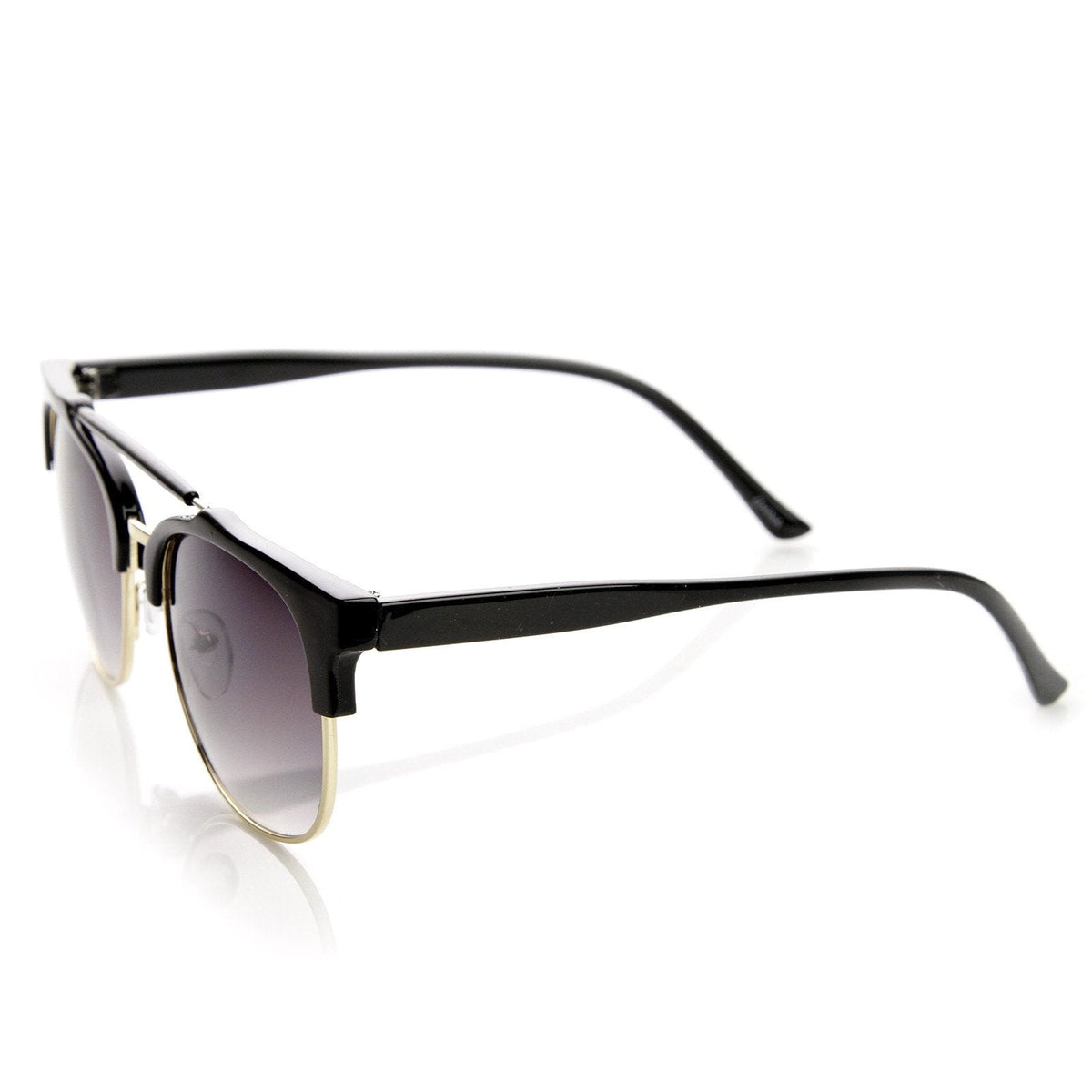 Designer Fashion Double Bridge Half Frame Round Sunglasses 8993