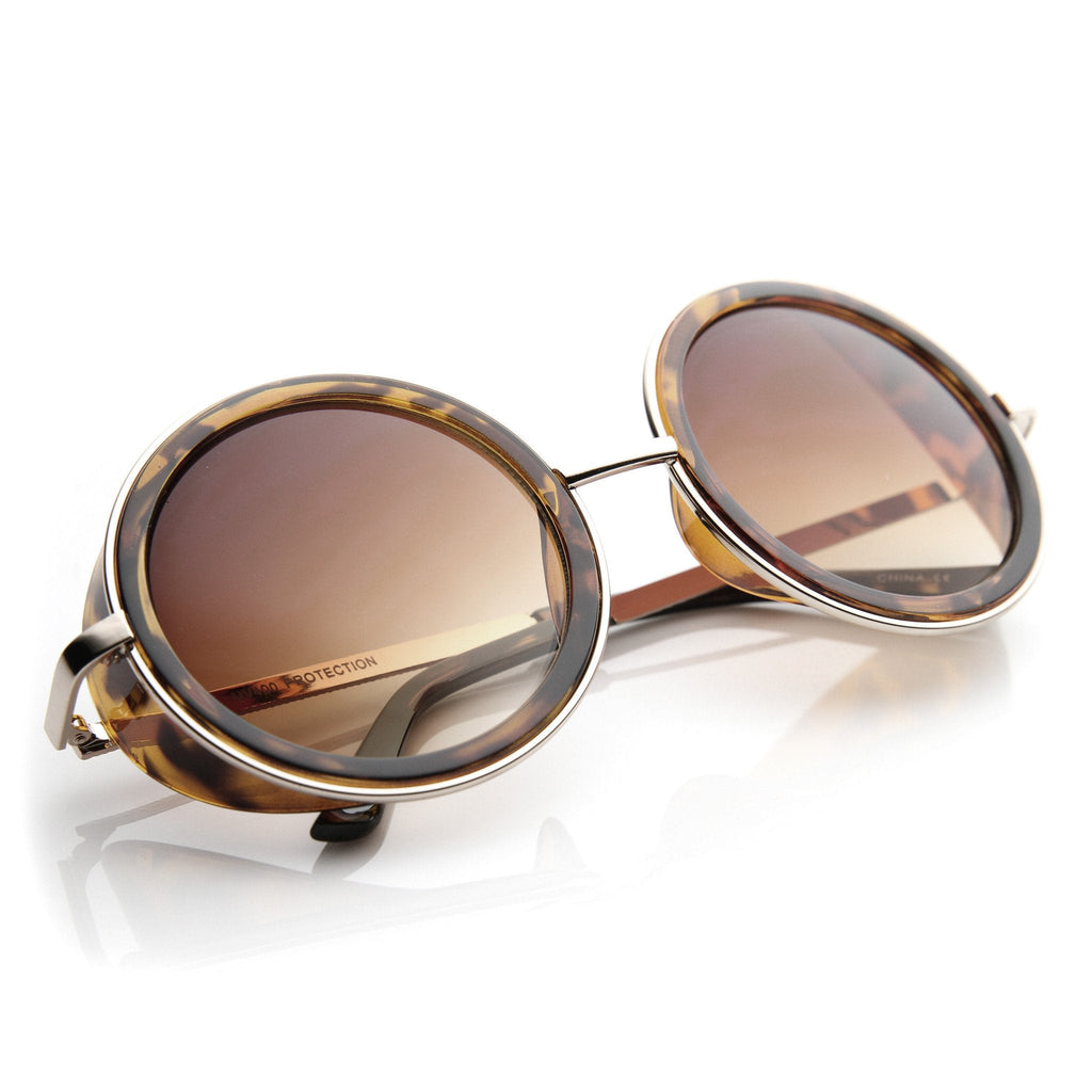 Vintage Inspired Steampunk Round Studio Cover Sunglasses 9629
