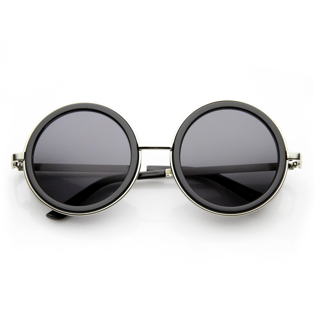 Vintage Inspired Steampunk Round Studio Cover Sunglasses 9629
