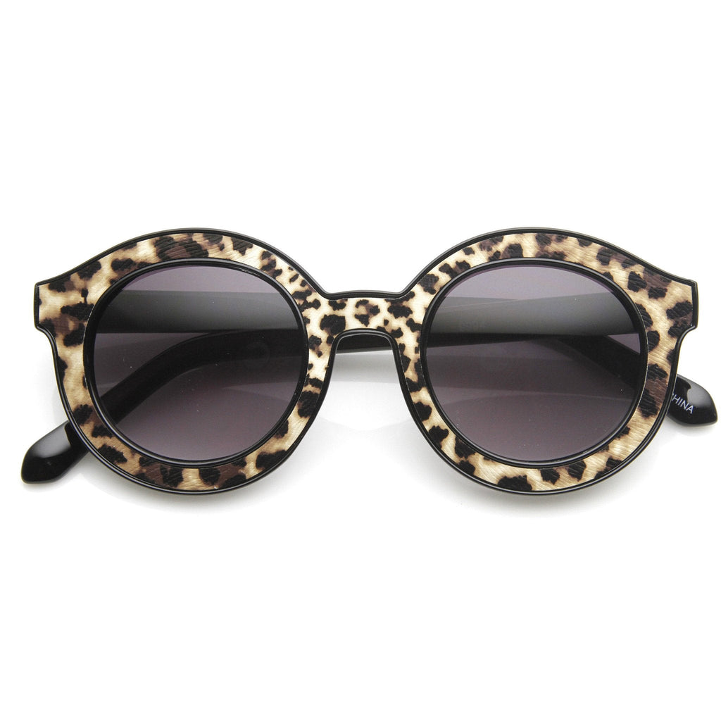 Popular Indie Block Cut Pattern Round Women's Sunglasses 9157