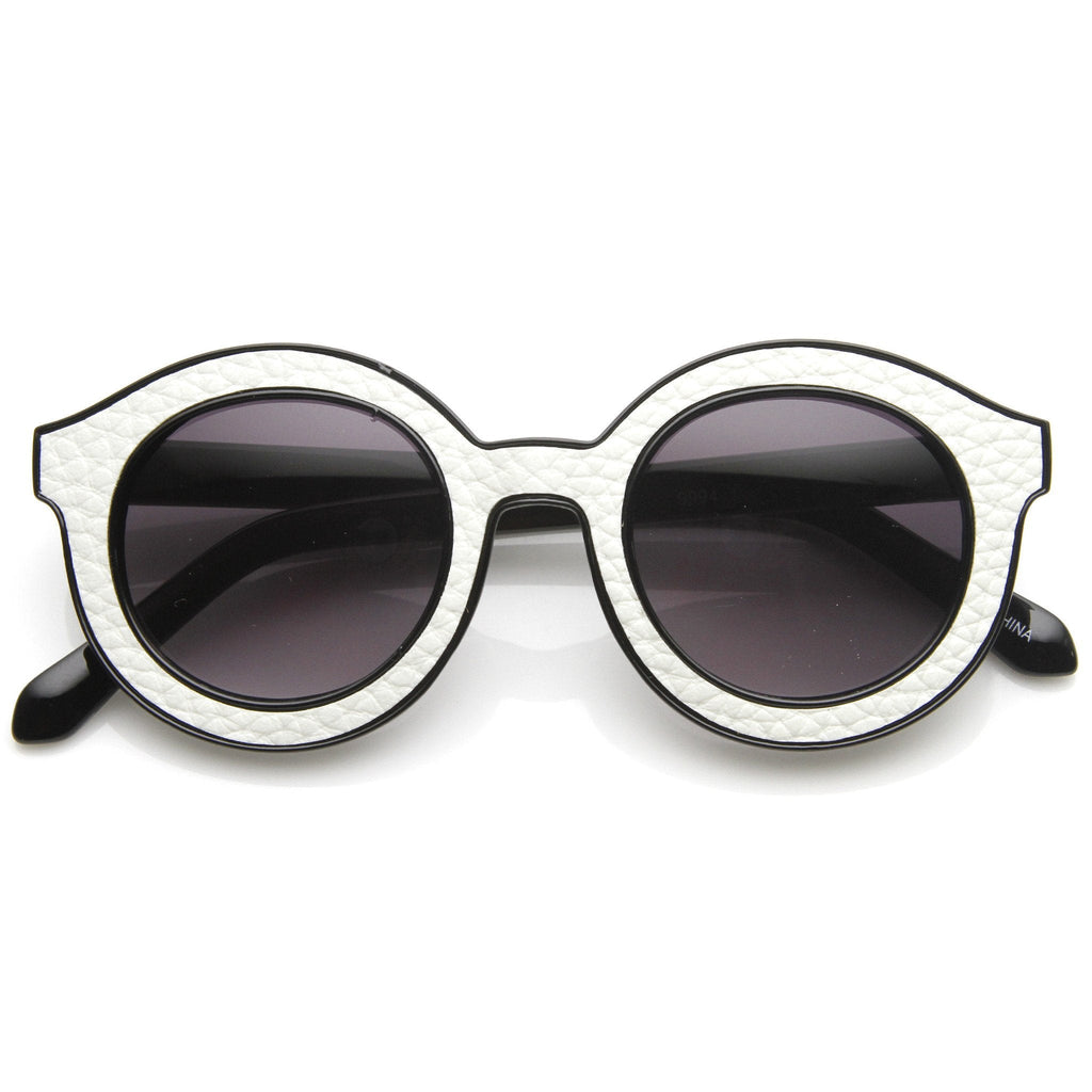 Popular Indie Block Cut Pattern Round Women's Sunglasses 9157