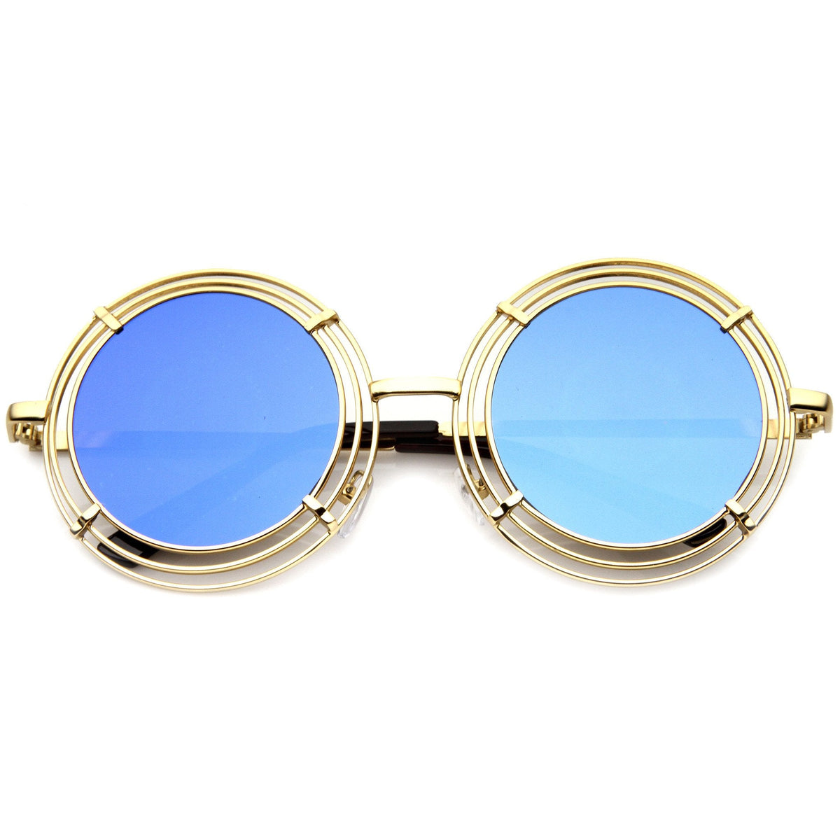 Women's Unique Retro Triple Coil Round Mirror Lens Sunglasses 9756