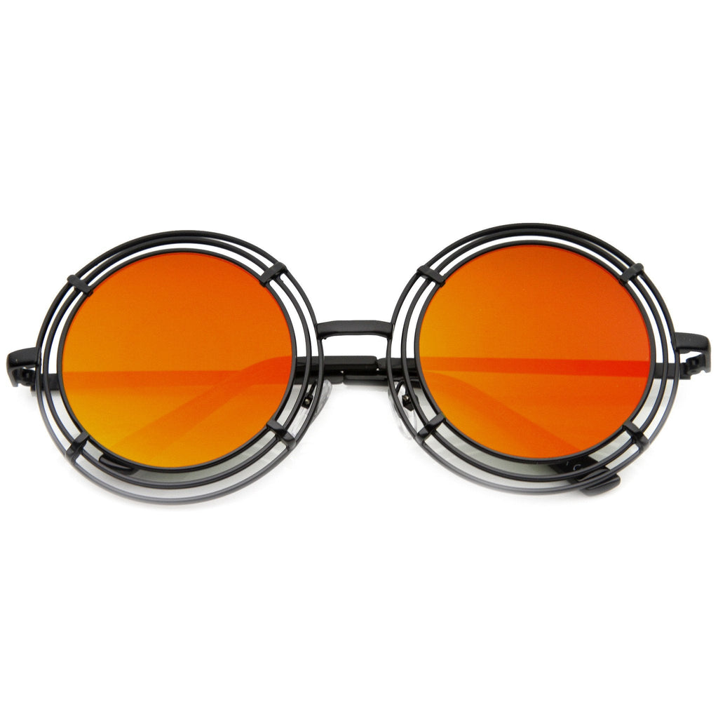 Women's Unique Retro Triple Coil Round Mirror Lens Sunglasses 9756