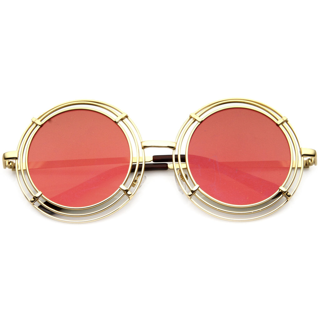 Women's Unique Retro Triple Coil Round Mirror Lens Sunglasses 9756