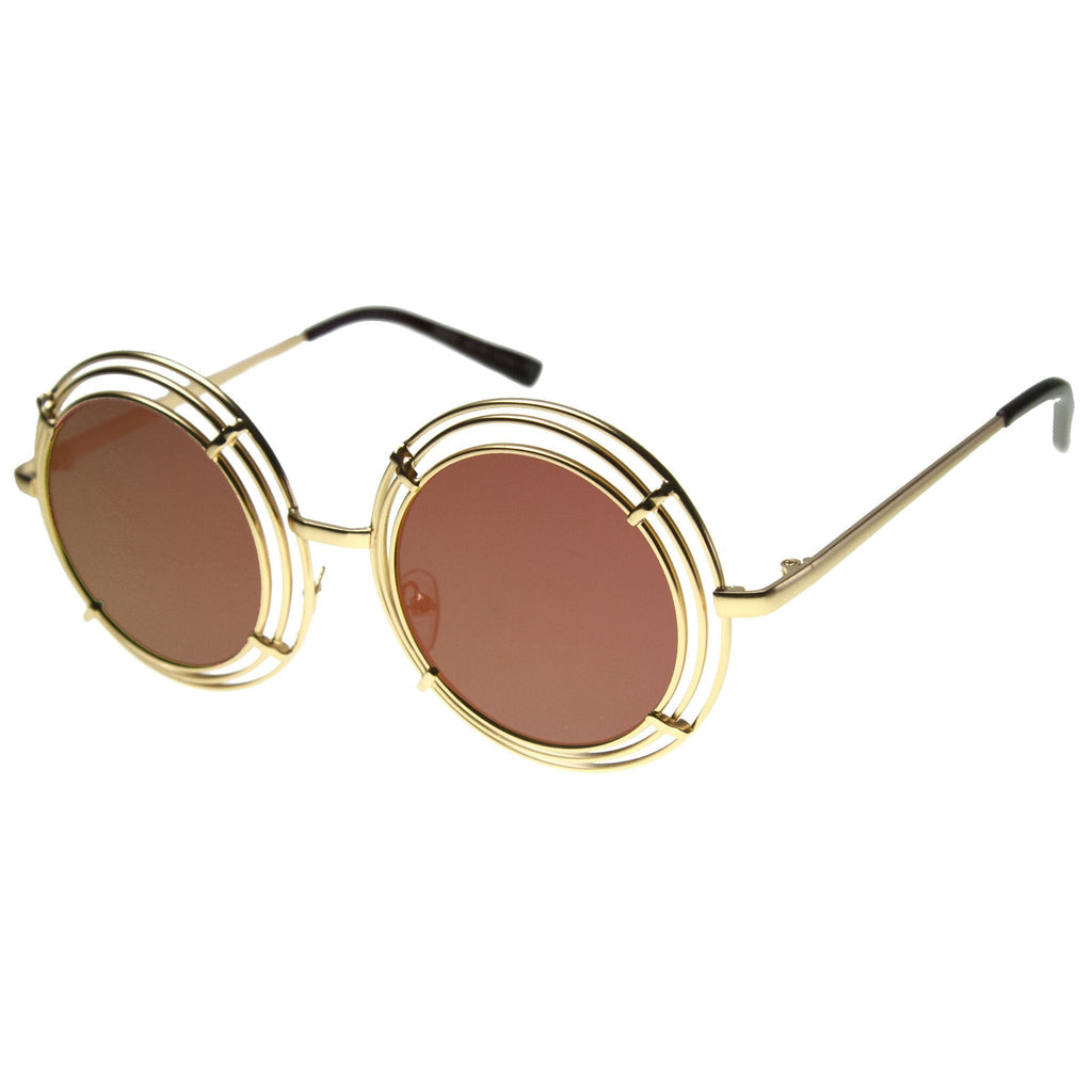 Women's Unique Retro Triple Coil Round Mirror Lens Sunglasses 9756