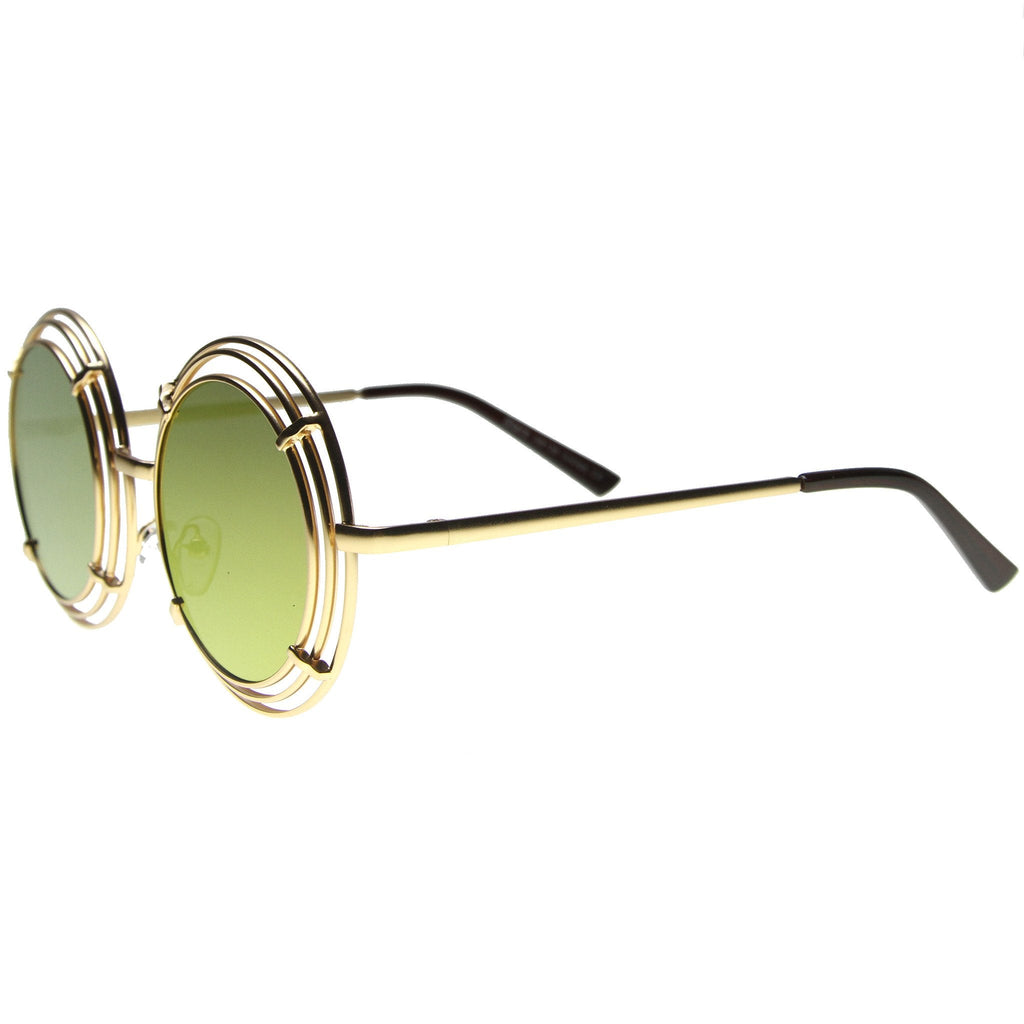 Women's Unique Retro Triple Coil Round Mirror Lens Sunglasses 9756