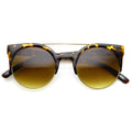 Hip Swag Double Bridge Super Round Half Frame Cat Eye Sunglasses 8921